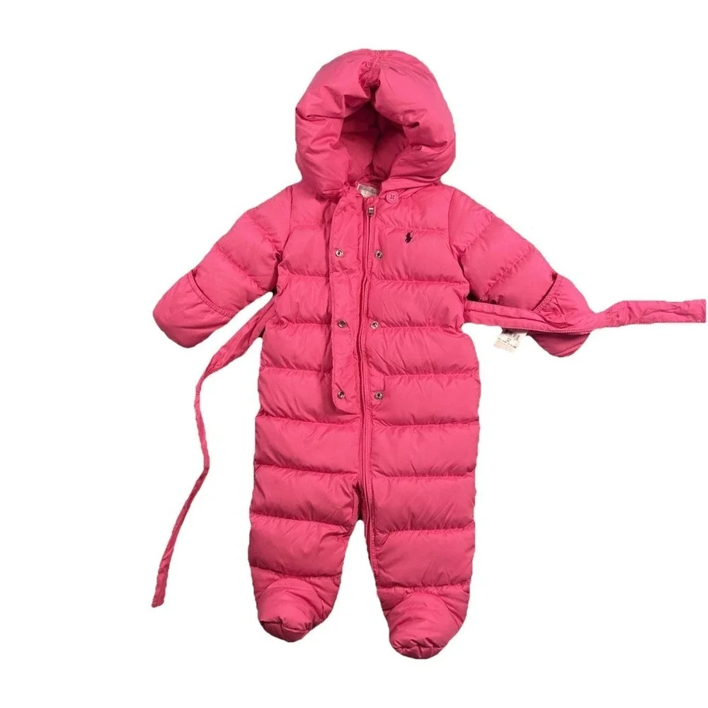 NWT‎ Polo Ralph Lauren Down Bunting Size 9M Girls Infant Water Repellent Hood